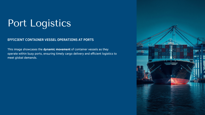 Maritime logistics route map with container vessel on ocean routes
